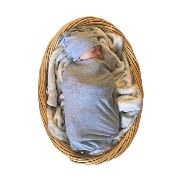 Grey Swaddle and Hat Set