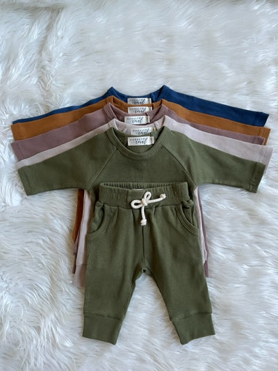 Cobalt and Coral Organic Baby Boy and Baby Girl Two Piece Lounge Sets