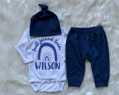 Just Joined Team Baby Boy Outfit-Blue Rainbow