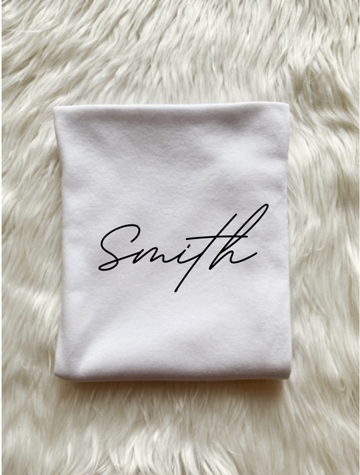 Personalized Last Name Swaddle-White