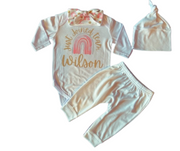 Personalized Baby Girl Just Joined Team Pink and Golden Rainbow Set