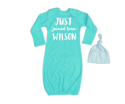 Baby Girl or Baby Boy Gown in Mint, Gender Neutral-Just Joined Team